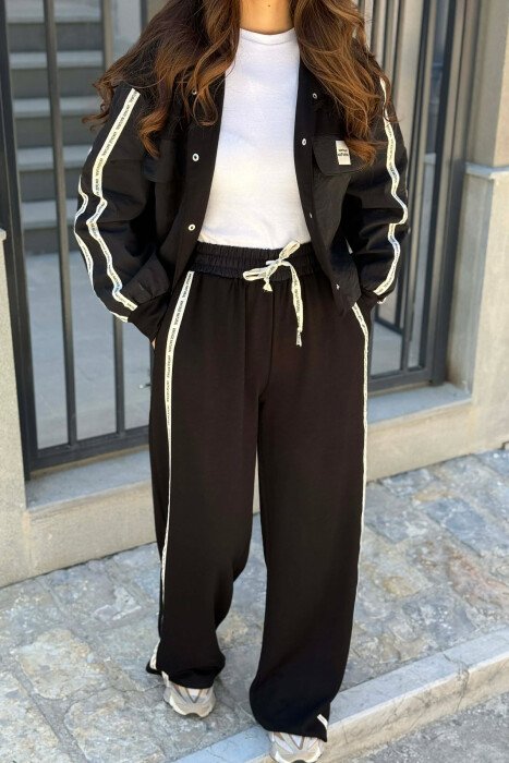 ONE COLOR JACKET + SWEATPANTS WOMAN SET BLACK/ E ZEZE - 4