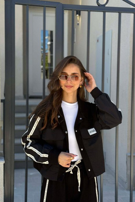 ONE COLOR JACKET + SWEATPANTS WOMAN SET BLACK/ E ZEZE - 5