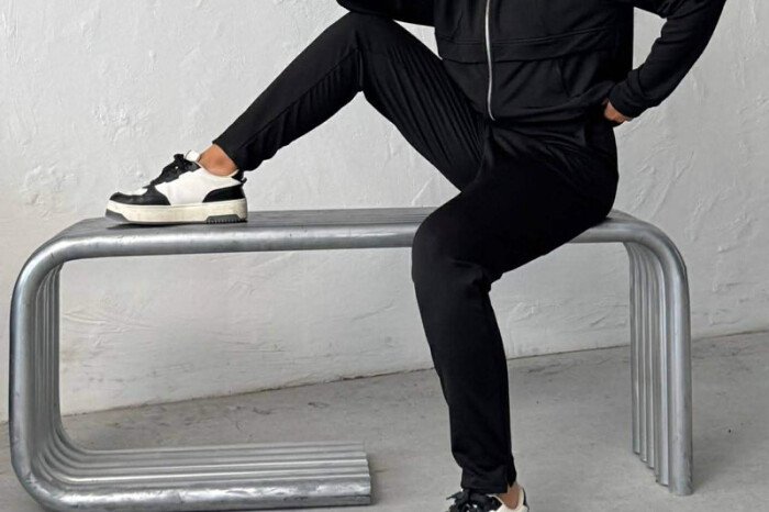ONE COLOR JACKET + SWEATPANTS WOMAN SET BLACK/ E ZEZE - 4