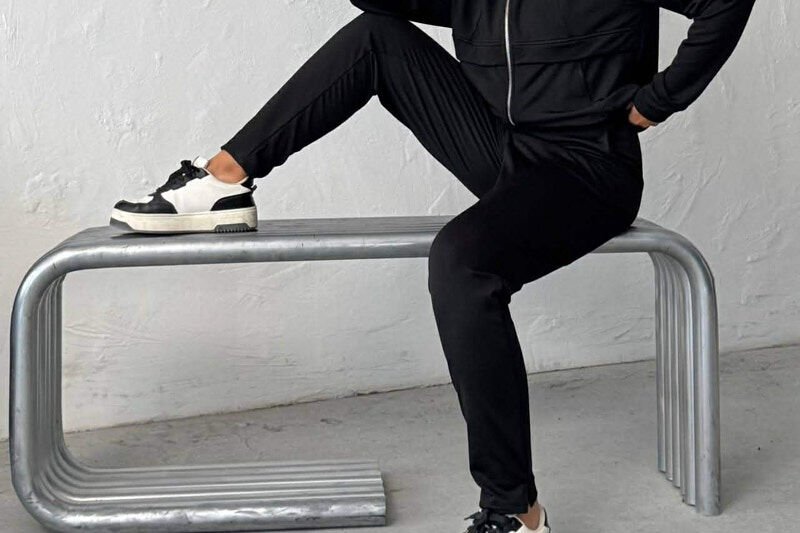 ONE COLOR JACKET + SWEATPANTS WOMAN SET BLACK/ E ZEZE - 4