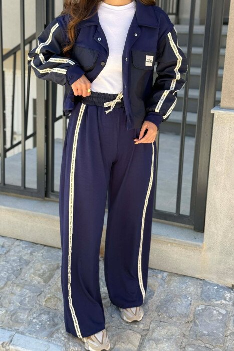 ONE COLOR JACKET + SWEATPANTS WOMAN SET BLUE/BLU - 4
