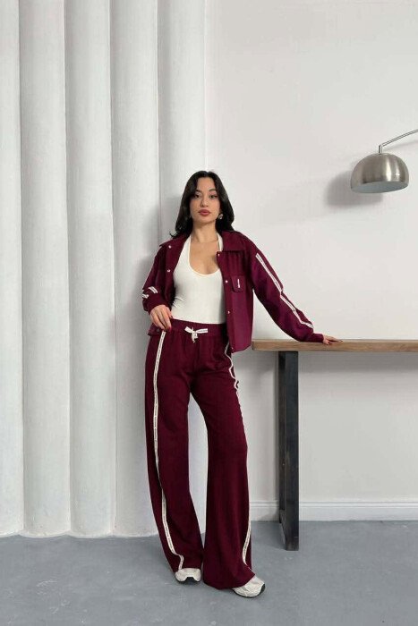 ONE COLOR JACKET + SWEATPANTS WOMAN SET BURGUNDY/VISHNJE - KLAUDIO FASHION