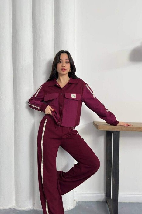 ONE COLOR JACKET + SWEATPANTS WOMAN SET BURGUNDY/VISHNJE - 2