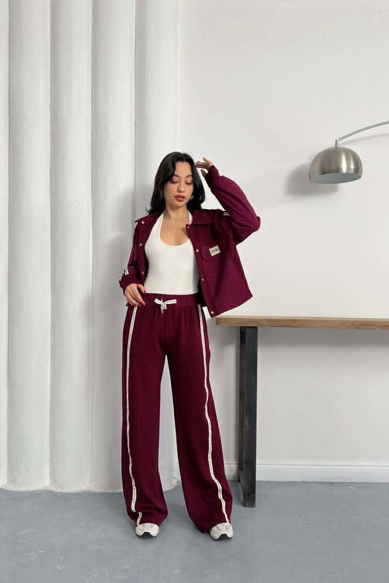 ONE COLOR JACKET + SWEATPANTS WOMAN SET BURGUNDY/VISHNJE - 4