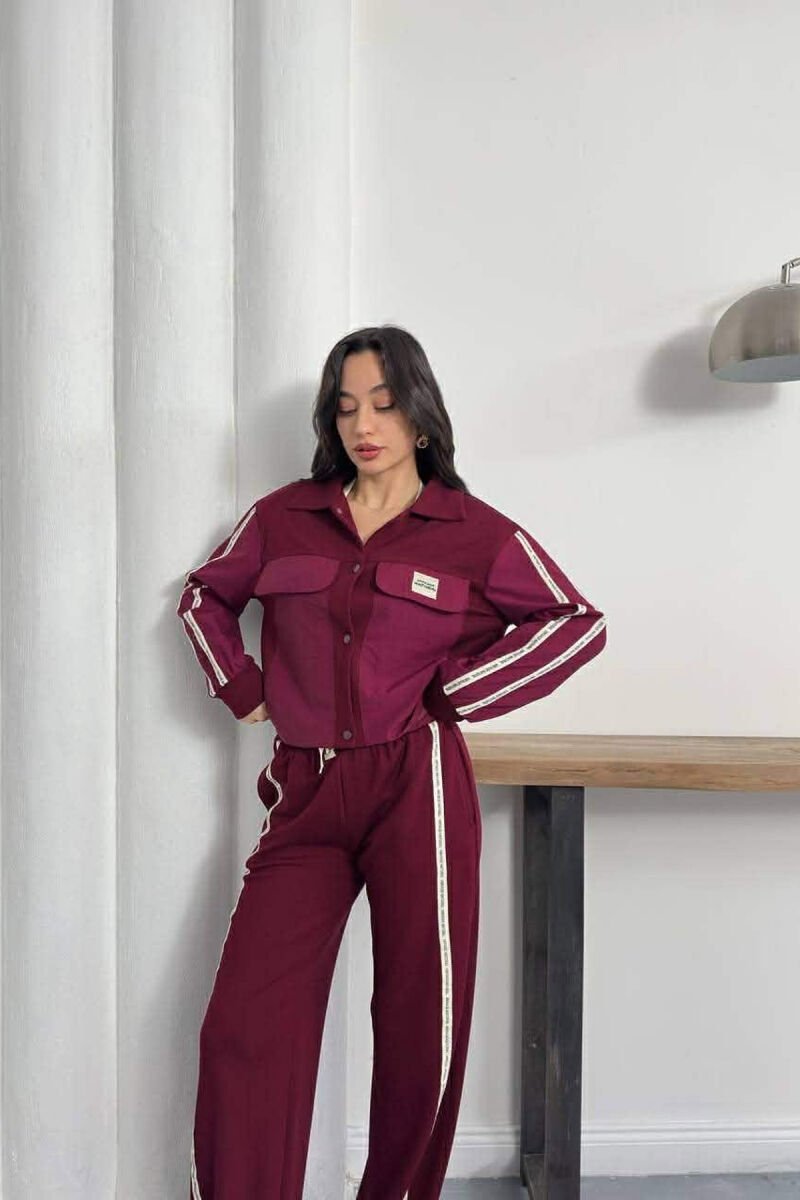 ONE COLOR JACKET + SWEATPANTS WOMAN SET BURGUNDY/VISHNJE - 5
