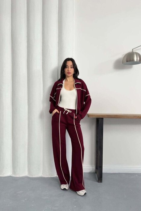 ONE COLOR JACKET + SWEATPANTS WOMAN SET BURGUNDY/VISHNJE - KLAUDIO FASHION