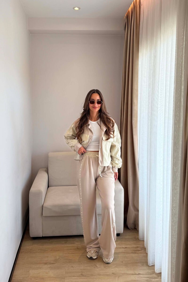 ONE COLOR JACKET + SWEATPANTS WOMAN SET DARK BEIGE/BEZHE ERRET - 2