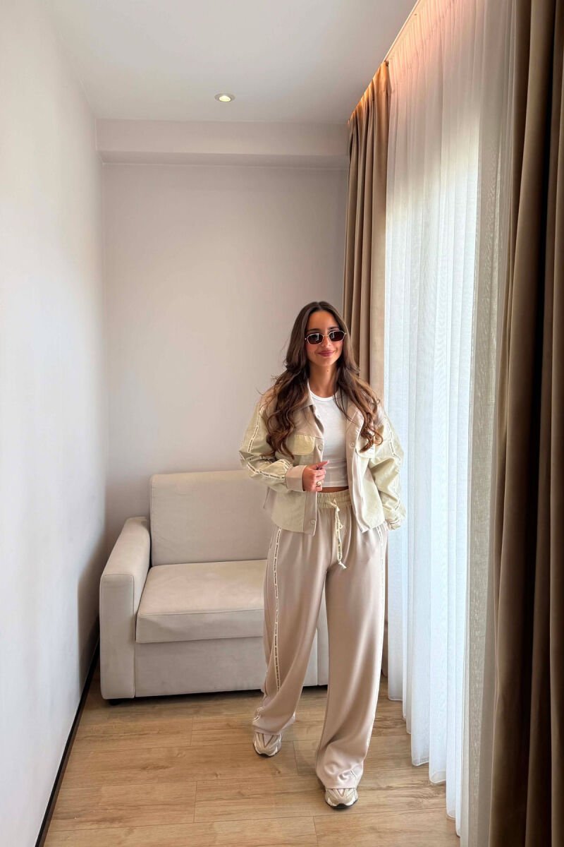 ONE COLOR JACKET + SWEATPANTS WOMAN SET DARK BEIGE/BEZHE ERRET - 4