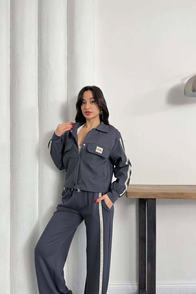 ONE COLOR JACKET + SWEATPANTS WOMAN SET DARK GREY/GEE - 2