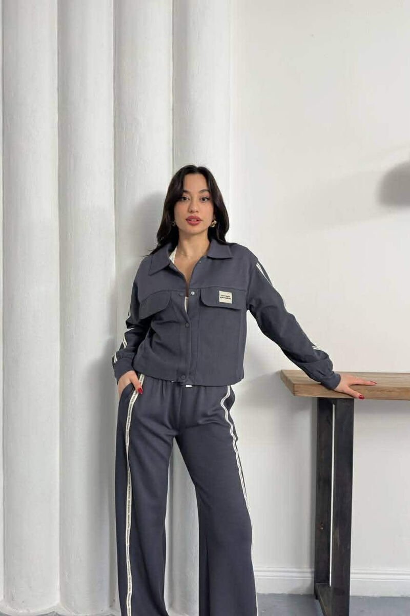 ONE COLOR JACKET + SWEATPANTS WOMAN SET DARK GREY/GEE - 3