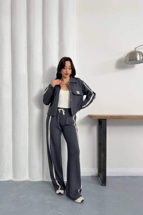 ONE COLOR JACKET + SWEATPANTS WOMAN SET DARK GREY/GEE - 4
