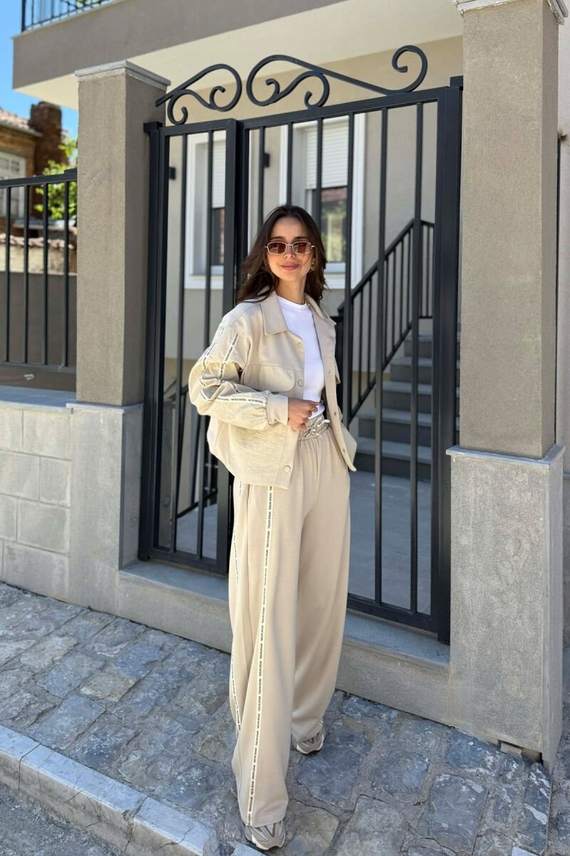 ONE COLOR JACKET + SWEATPANTS WOMAN SET LIGHT BEIGE/BZHZB - 2