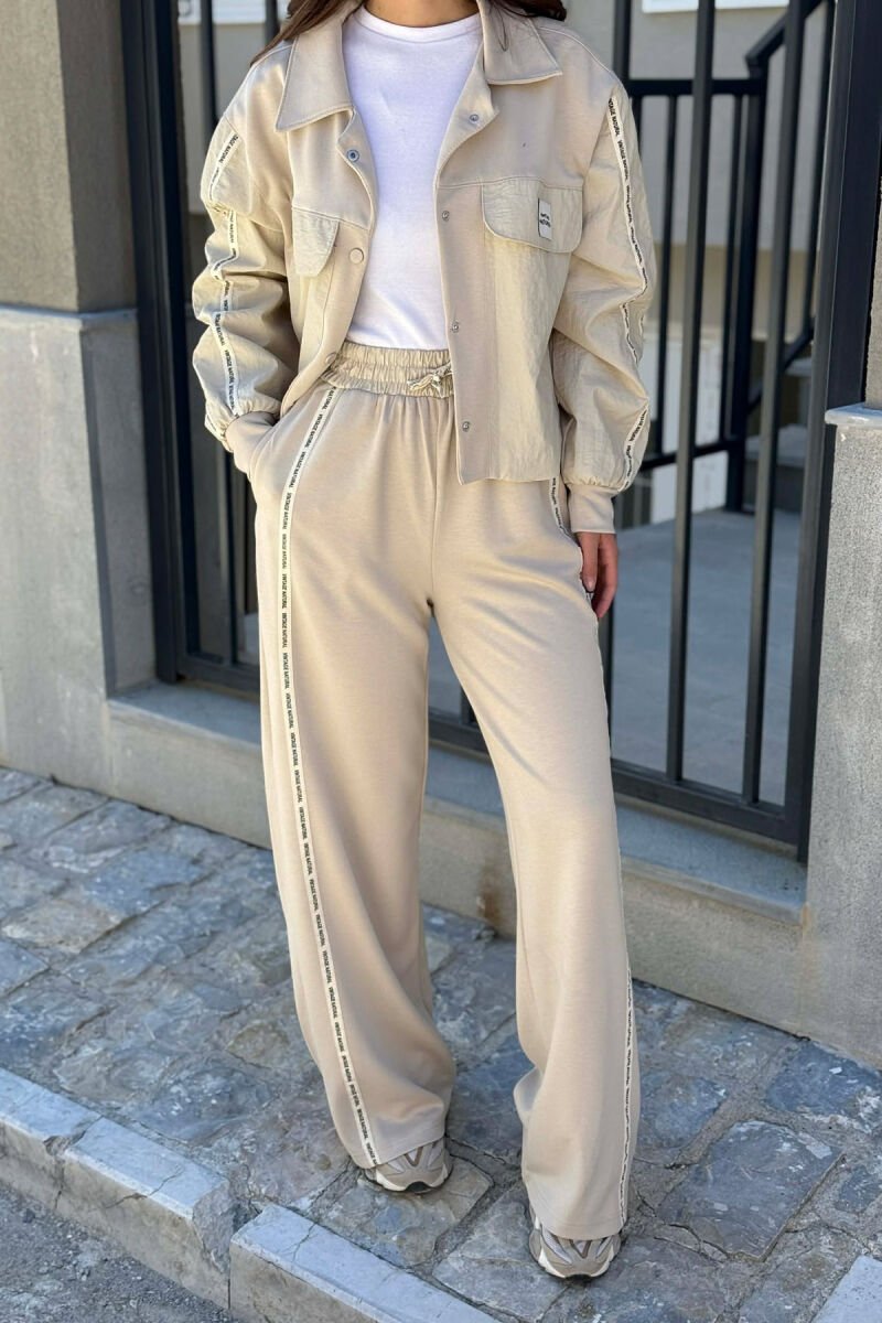 ONE COLOR JACKET + SWEATPANTS WOMAN SET LIGHT BEIGE/BZHZB - 3