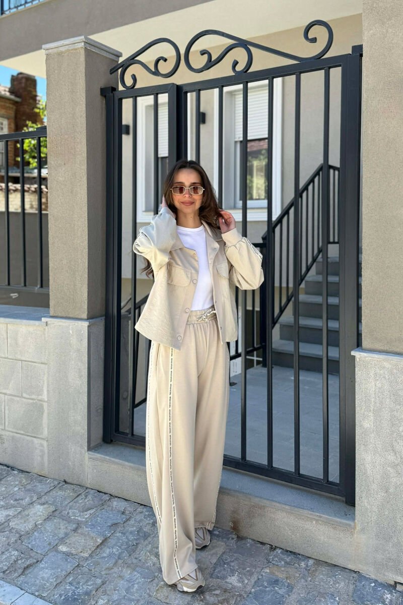 ONE COLOR JACKET + SWEATPANTS WOMAN SET LIGHT BEIGE/BZHZB - 4