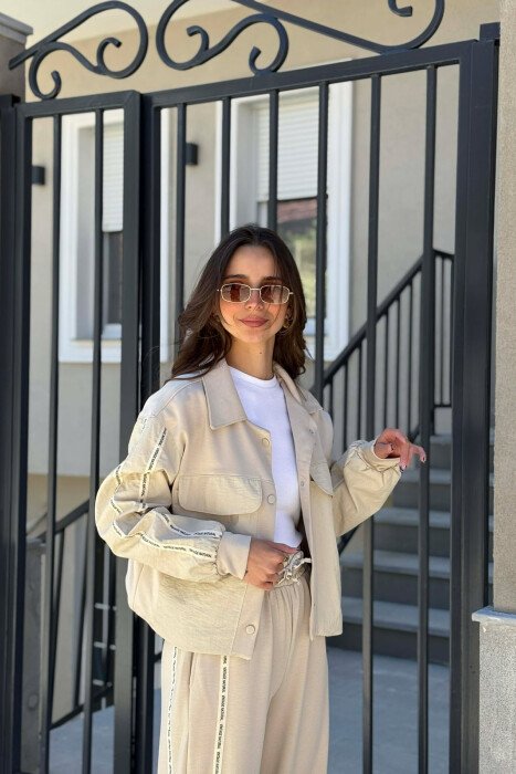 ONE COLOR JACKET + SWEATPANTS WOMAN SET LIGHT BEIGE/BZHZB - 5