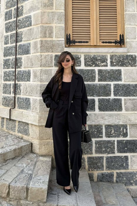 ONE COLOR JACKET + TROUSERS WOMAN SET BLACK/ E ZEZE - 4