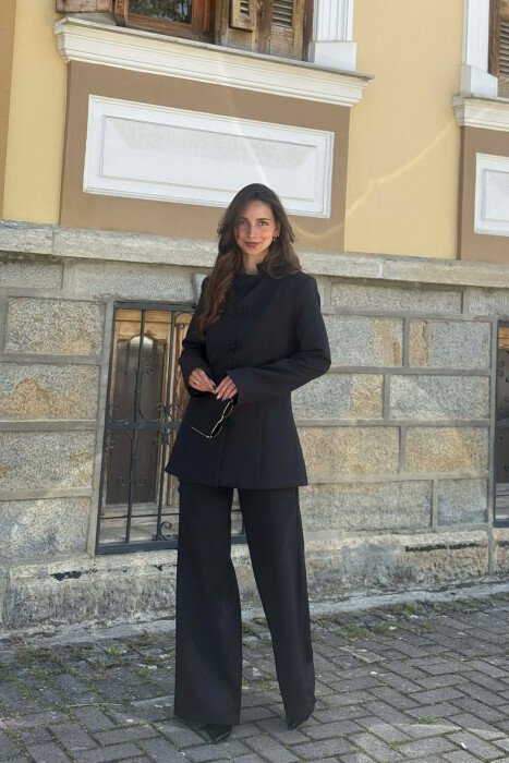 ONE COLOR JACKET + TROUSERS WOMAN SET BLACK/ E ZEZE - 1