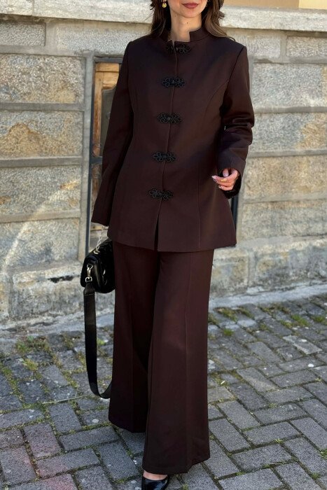 ONE COLOR JACKET + TROUSERS WOMAN SET BROWN/KAFE - 3