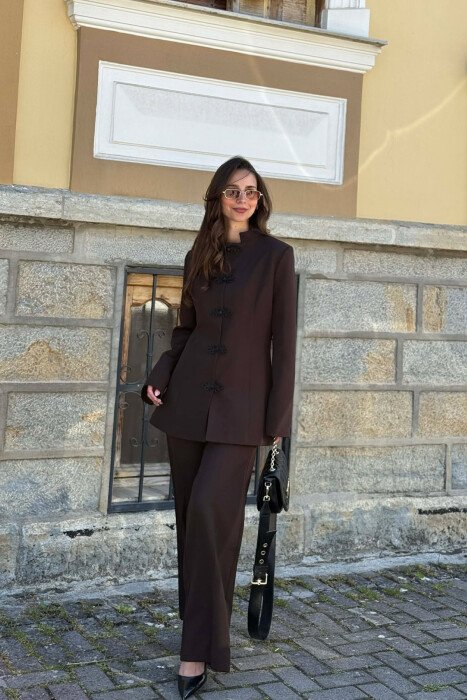 ONE COLOR JACKET + TROUSERS WOMAN SET BROWN/KAFE - 4