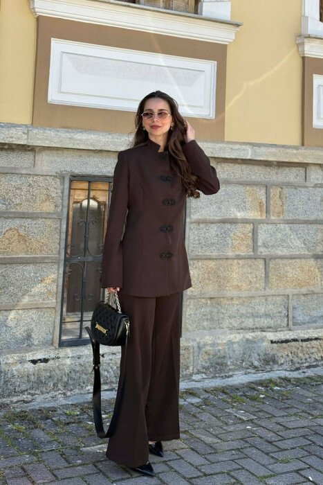 ONE COLOR JACKET + TROUSERS WOMAN SET BROWN/KAFE - 5