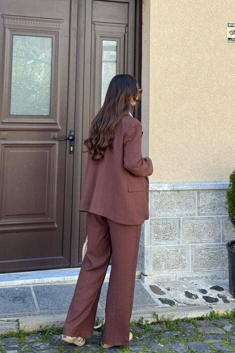 ONE COLOR JACKET + TROUSERS WOMAN SET BROWN/KAFE - 4