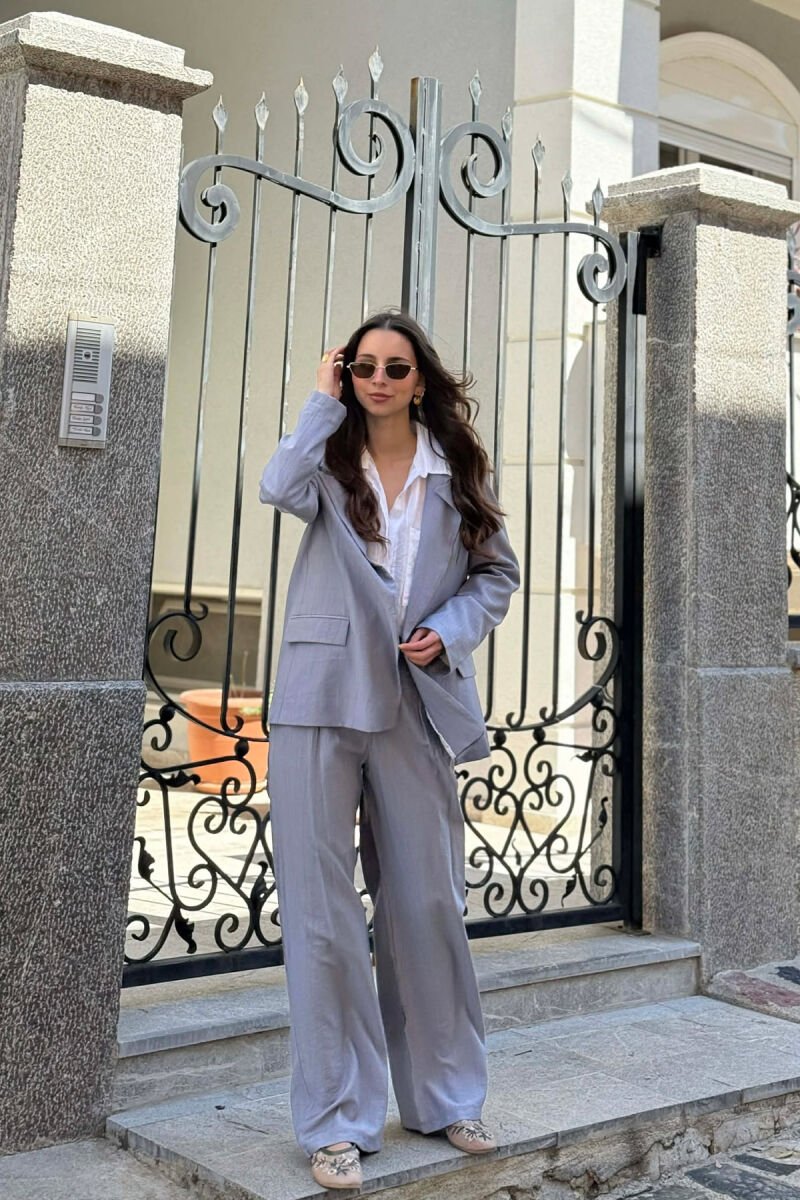 ONE COLOR JACKET + TROUSERS WOMAN SET GREY/GRI - 1