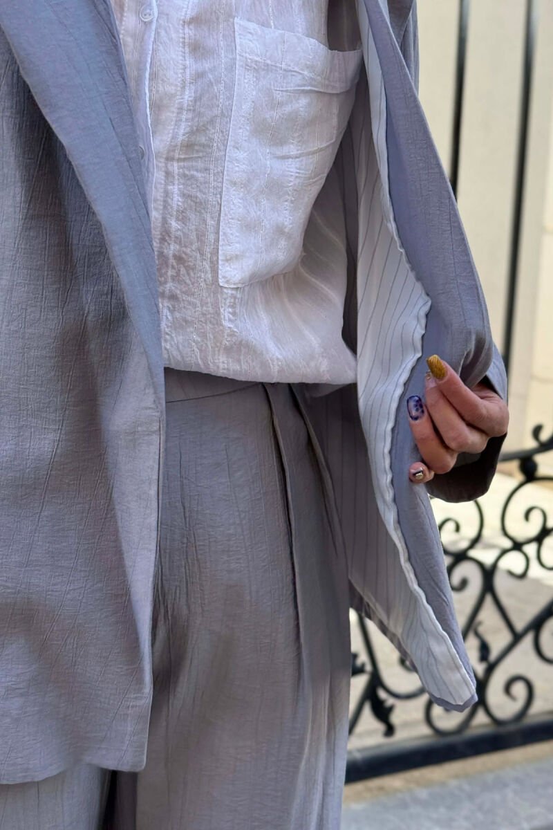 ONE COLOR JACKET + TROUSERS WOMAN SET GREY/GRI - 5