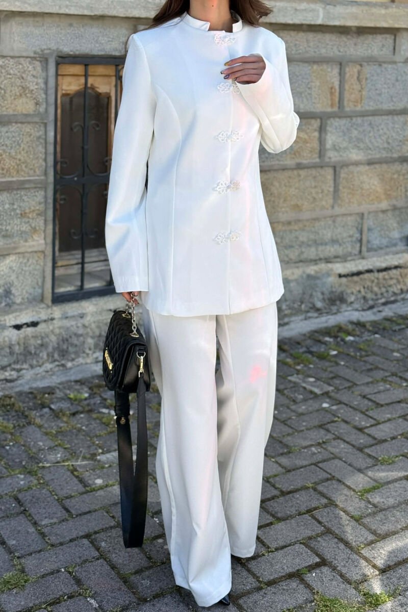 ONE COLOR JACKET + TROUSERS WOMAN SET WHITE-E BARDHE - 3