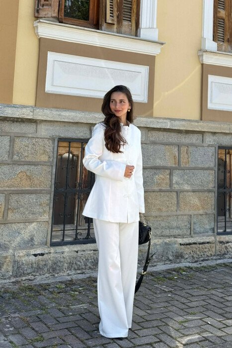 ONE COLOR JACKET + TROUSERS WOMAN SET WHITE-E BARDHE - 10
