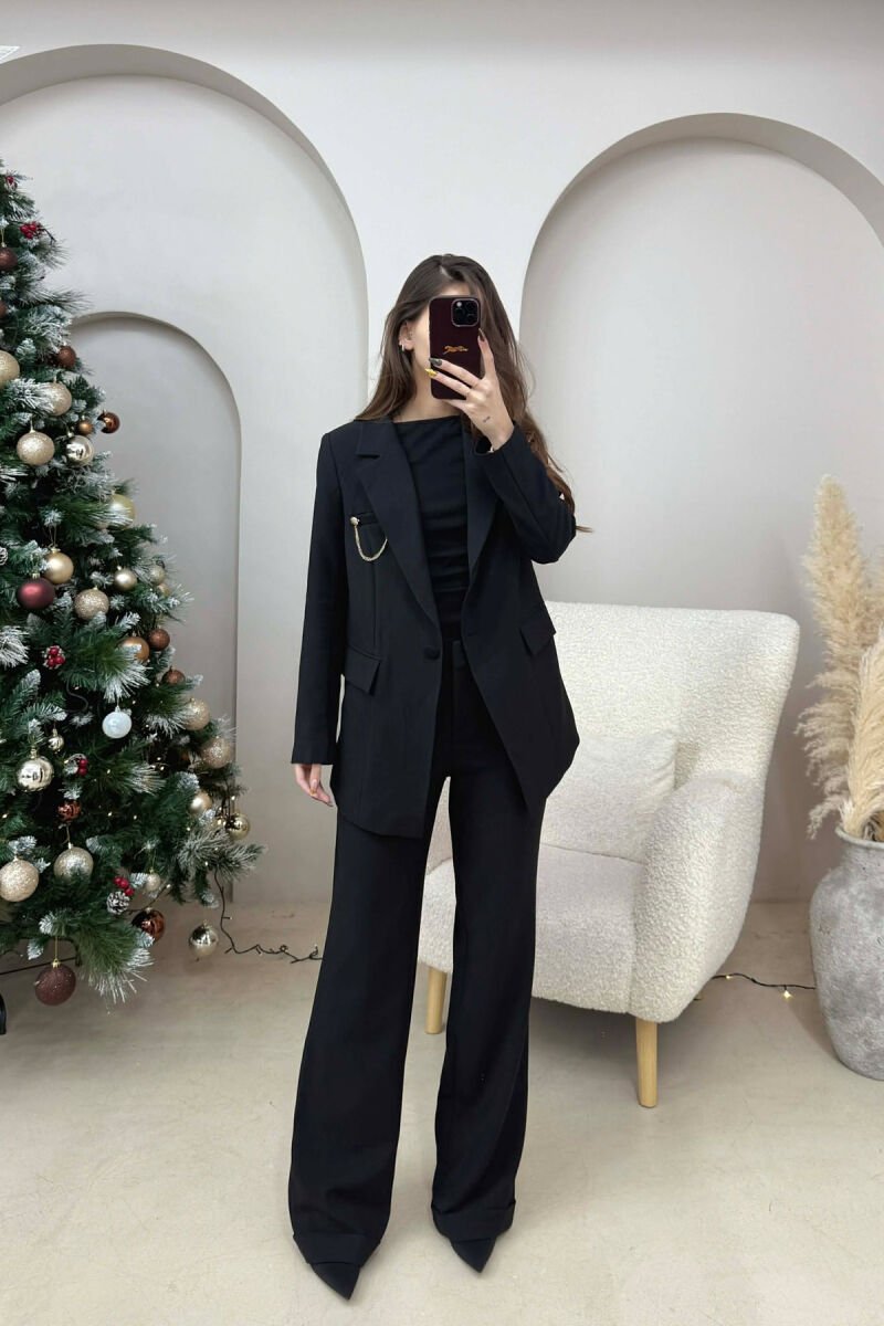 ONE COLOR JACKET+ TROUSERS WOMEN SET BLACK/ E ZEZE - 1