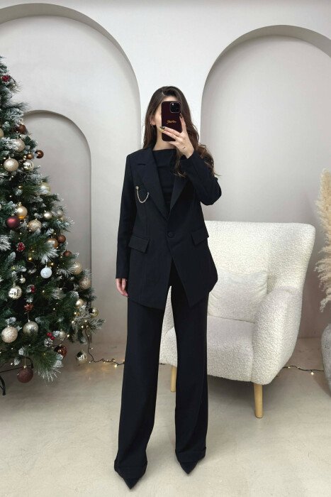ONE COLOR JACKET+ TROUSERS WOMEN SET BLACK/ E ZEZE - 2