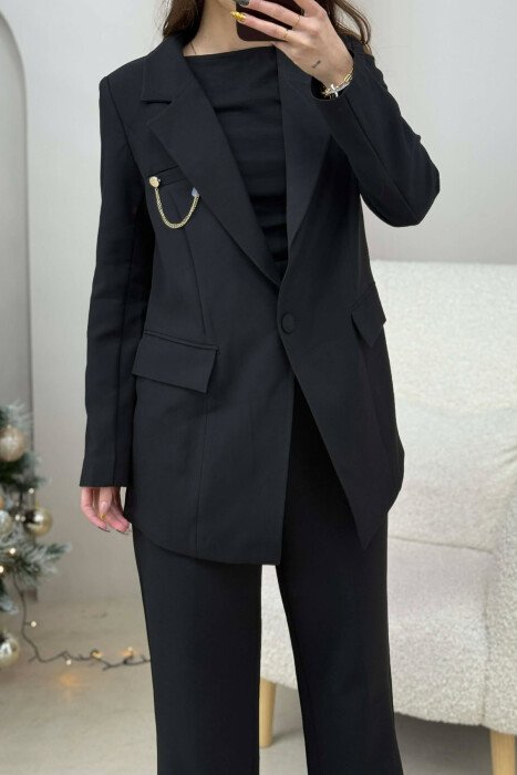 ONE COLOR JACKET+ TROUSERS WOMEN SET BLACK/ E ZEZE - 4