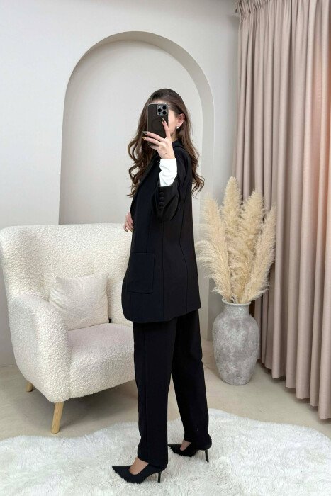 ONE COLOR JACKET+ TROUSERS WOMEN SET BLACK/ E ZEZE - 3