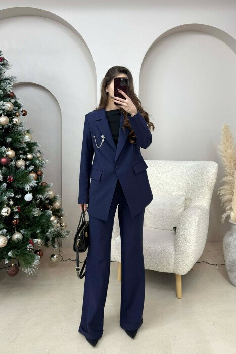 ONE COLOR JACKET+ TROUSERS WOMEN SET DARK BLUE/BEE 