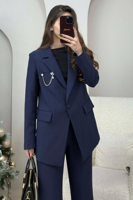 ONE COLOR JACKET+ TROUSERS WOMEN SET DARK BLUE/BEE - 3