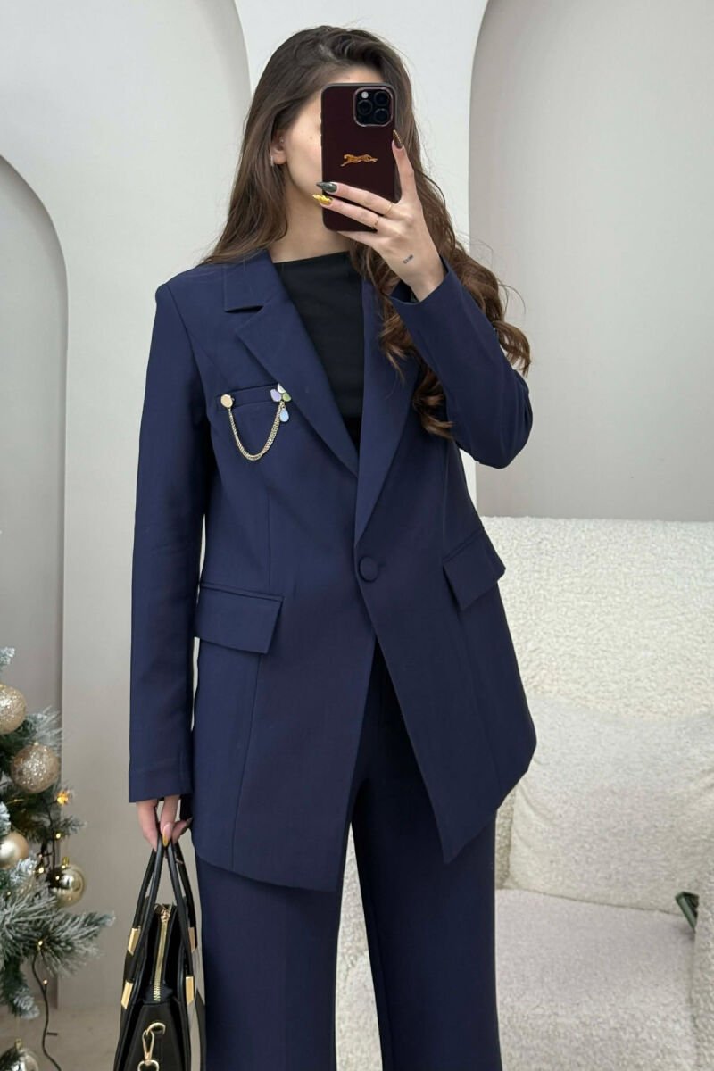 ONE COLOR JACKET+ TROUSERS WOMEN SET DARK BLUE/BEE - 3
