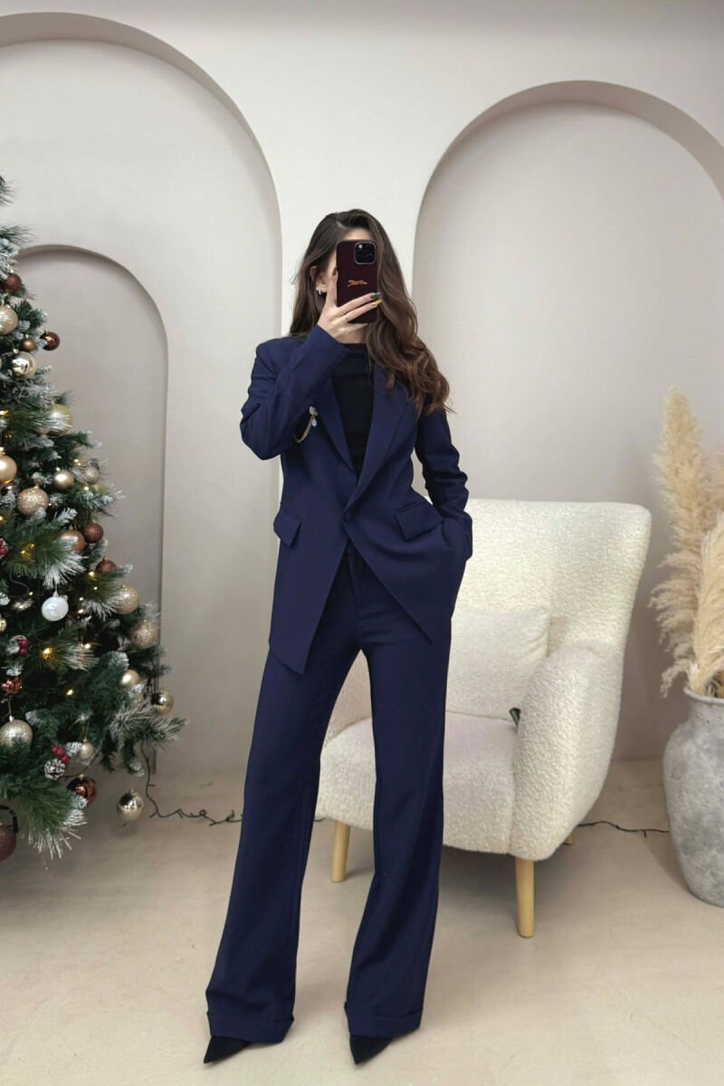 ONE COLOR JACKET+ TROUSERS WOMEN SET DARK BLUE/BEE - 4