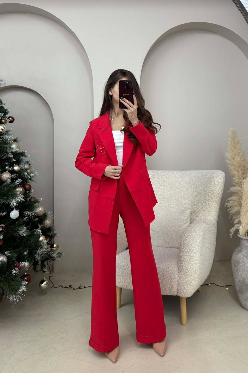 ONE COLOR JACKET+ TROUSERS WOMEN SET RED/E KUQE - 1