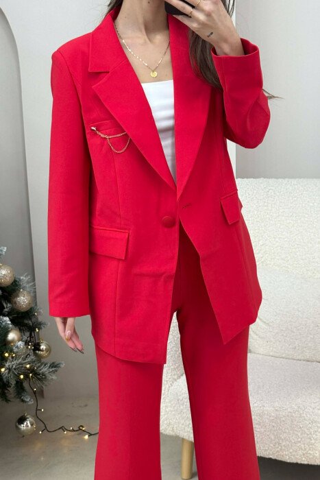ONE COLOR JACKET+ TROUSERS WOMEN SET RED/E KUQE - 2