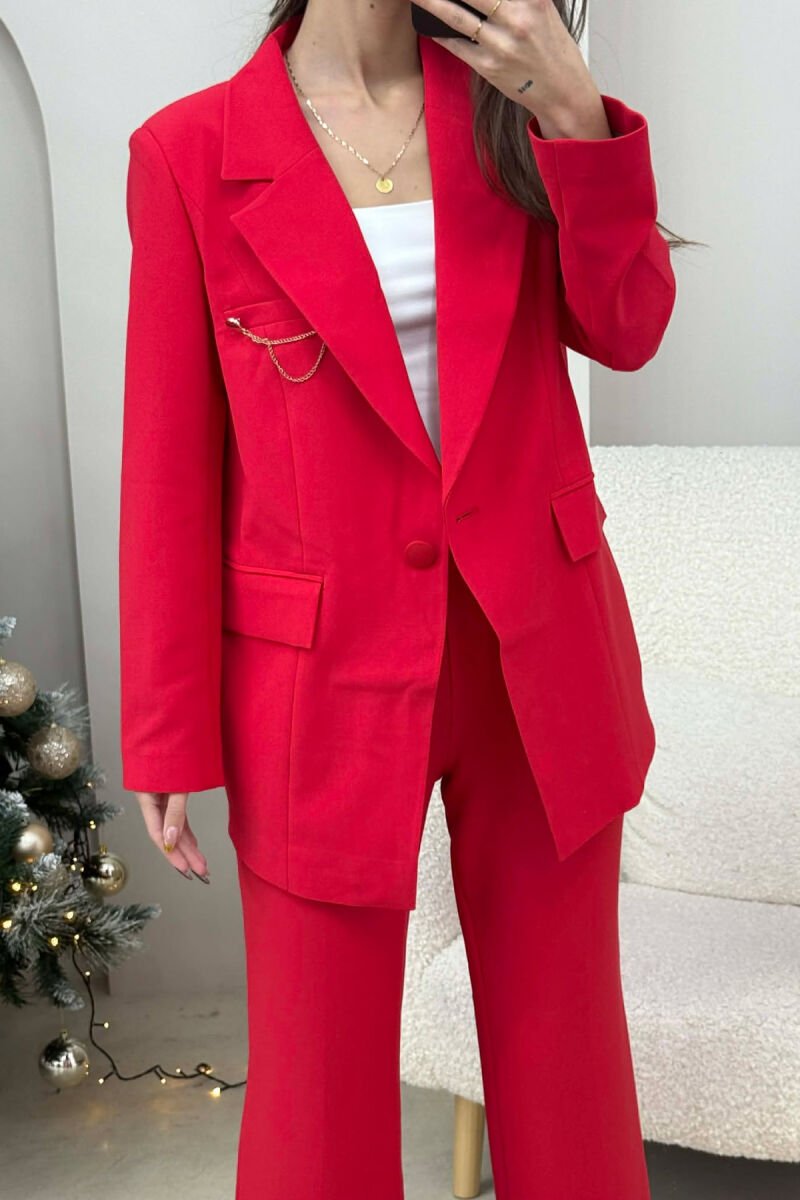 ONE COLOR JACKET+ TROUSERS WOMEN SET RED/E KUQE - 2