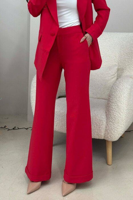ONE COLOR JACKET+ TROUSERS WOMEN SET RED/E KUQE - 3