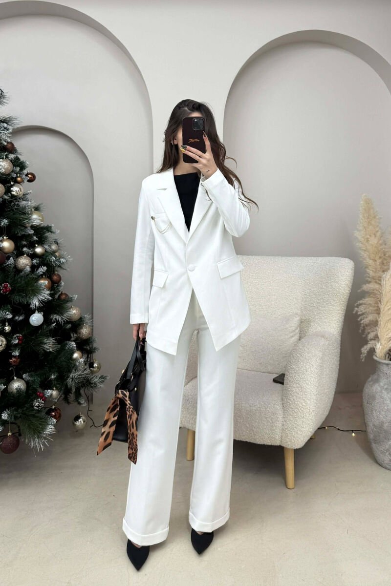 ONE COLOR JACKET+ TROUSERS WOMEN SET WHITE-E BARDHE - 1