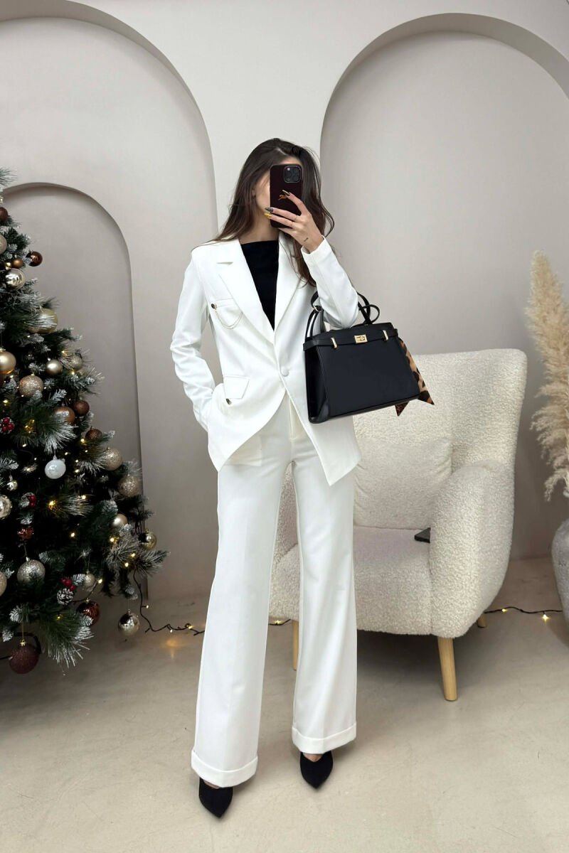 ONE COLOR JACKET+ TROUSERS WOMEN SET WHITE-E BARDHE - 2