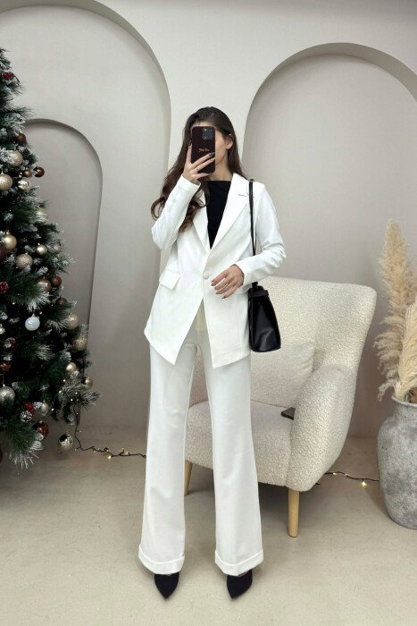 ONE COLOR JACKET+ TROUSERS WOMEN SET WHITE-E BARDHE - 3