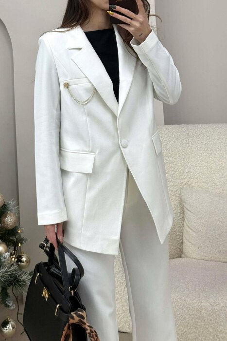 ONE COLOR JACKET+ TROUSERS WOMEN SET WHITE-E BARDHE - 4