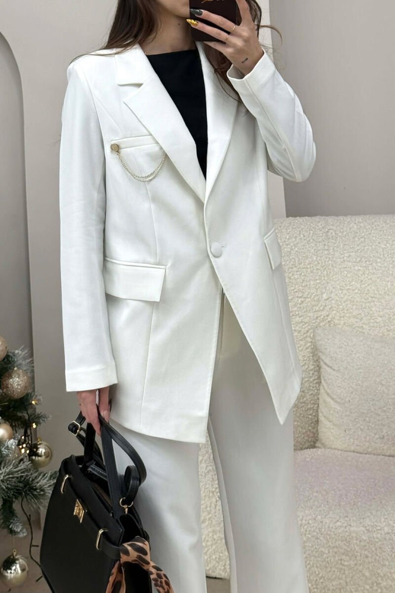 ONE COLOR JACKET+ TROUSERS WOMEN SET WHITE-E BARDHE - 4