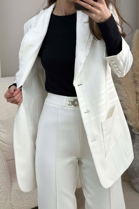 ONE COLOR JACKET+ TROUSERS WOMEN SET WHITE-E BARDHE - 2