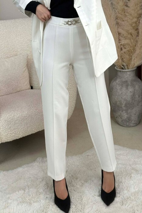 ONE COLOR JACKET+ TROUSERS WOMEN SET WHITE-E BARDHE - 4