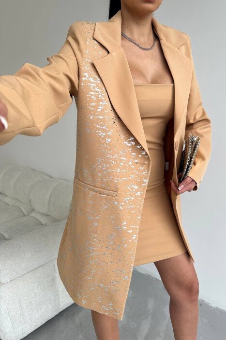 ONE COLOR JACKET+ DRESS WOMEN SET BEIGE/BEZHE - KLAUDIO FASHION