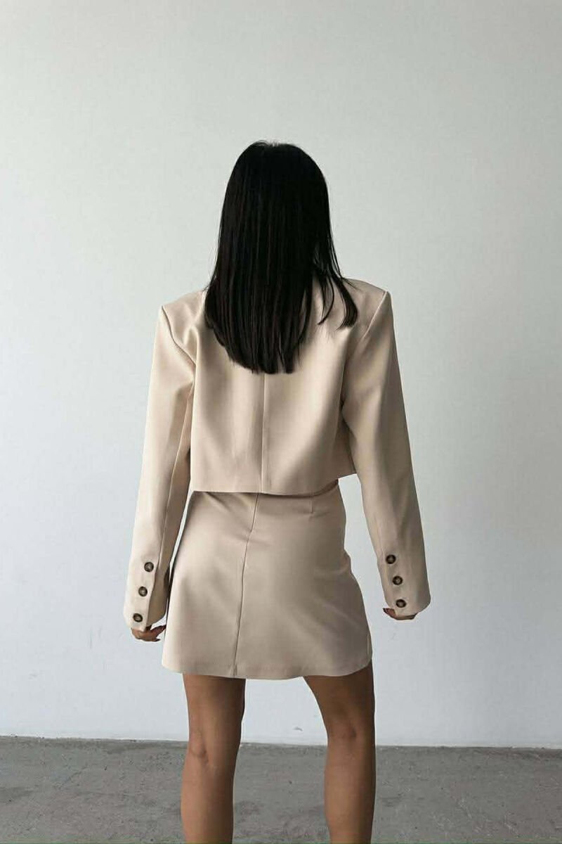 ONE COLOR JACKET+SKIRT WOMEN SET BEIGE/BEZHE - 2